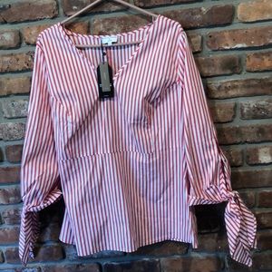 Universal Standard for JCrew poplin tie-sleeve top